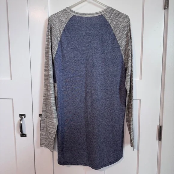 NWT LuLaRoe Mark Henley Long Sleeve Unisex Size Large Blue Gray Casual Cotton - Picture 2 of 8